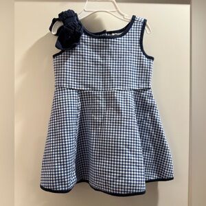 Janie and Jack Blue and White Gingham Bow Dress Size 18-24mo